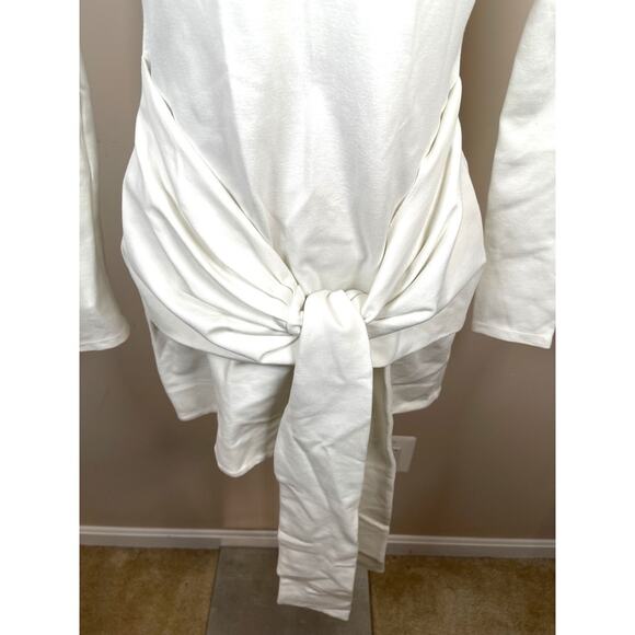 ALEXIS Tracee Long Sleeve High Neck Drape Twist Tie White Mini Dress Size XS - Picture 6 of 14